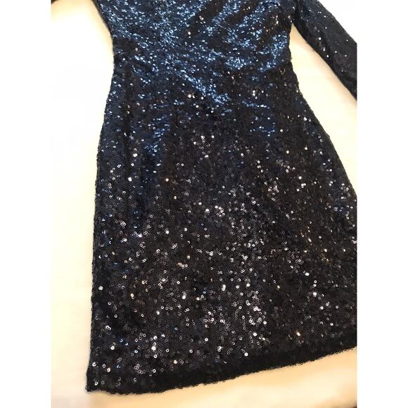 Lulus Delightful Ways Sequin Mini Dress Navy Blue Womens Sz Small Bodycon - Picture 2 of 11
